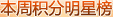 本周积分明星榜 本周积分明星榜